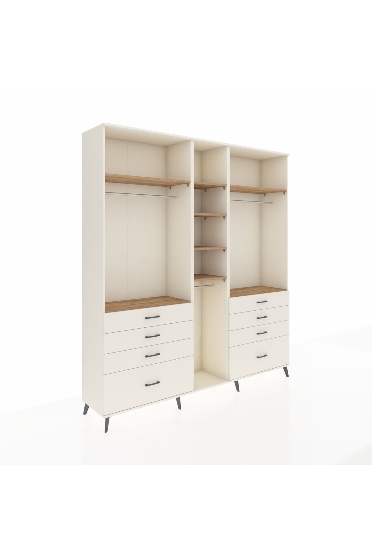 Hyperion Dolap 8 Raflı 8 Çekmeceli 3 Askılı 220x44x243 Aytaşı-Çam/Aytaşı