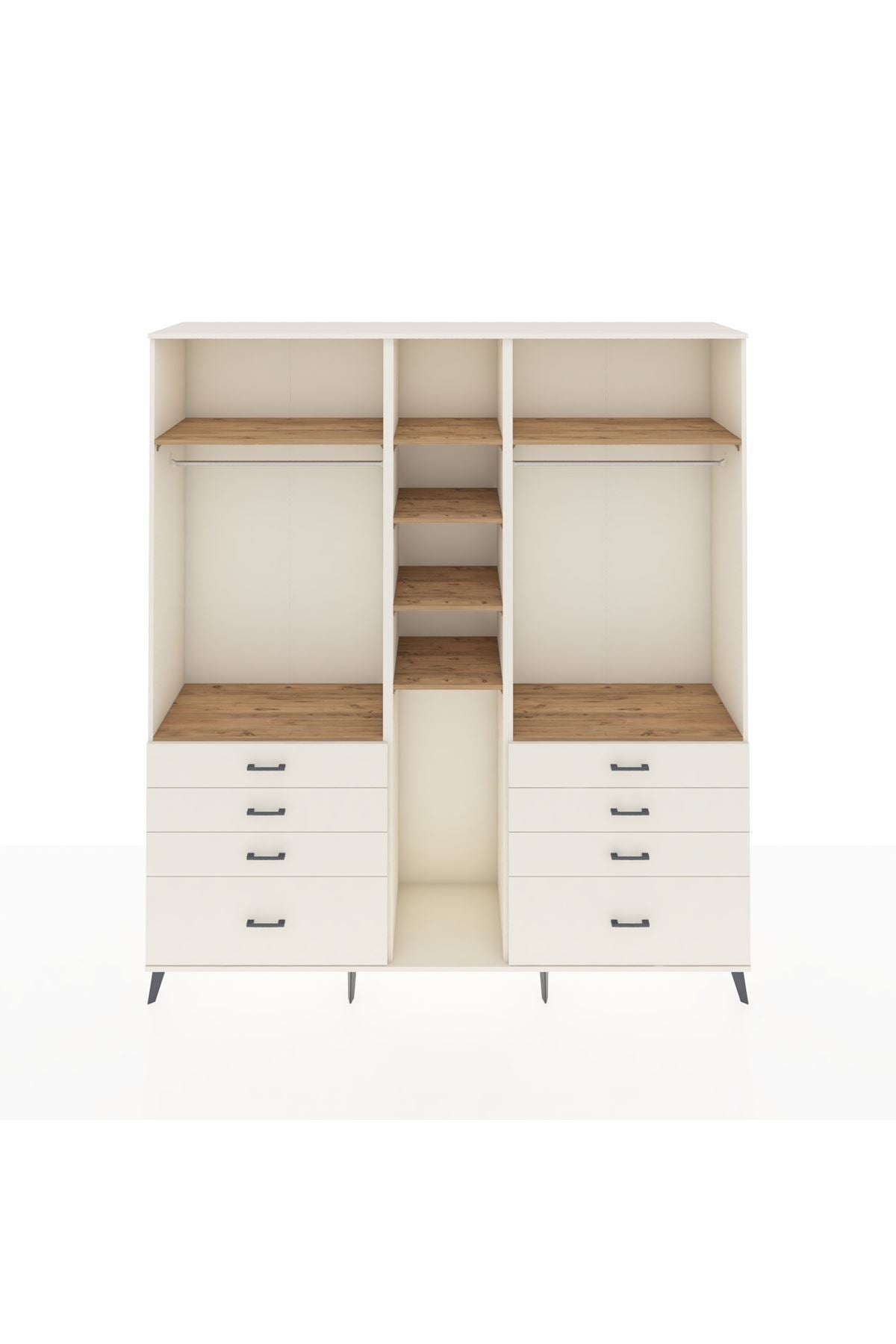 Hyperion Dolap 8 Raflı 8 Çekmeceli 3 Askılı 220x44x243 Aytaşı-Çam/Aytaşı