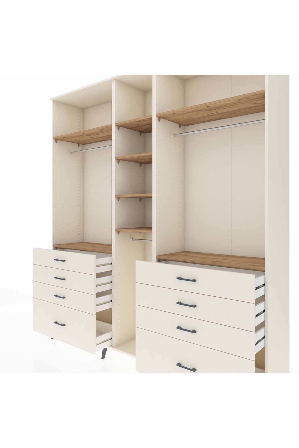 Hyperion Dolap 8 Raflı 8 Çekmeceli 3 Askılı 220x44x243 Aytaşı-Çam/Aytaşı