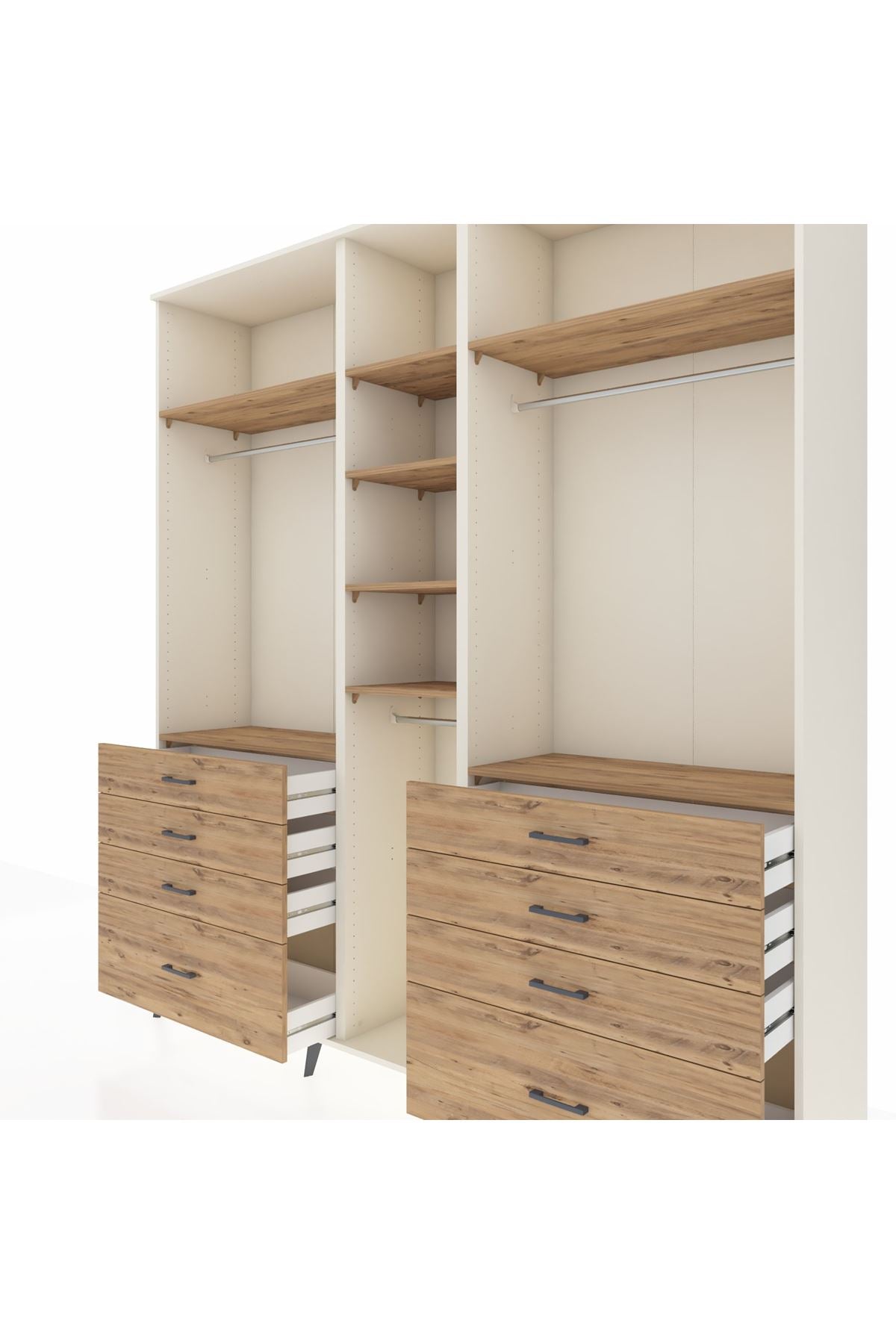 Hyperion Dolap 8 Raflı 8 Çekmeceli 3 Askılı 220x44x243 Aytaşı-Çam/Çam