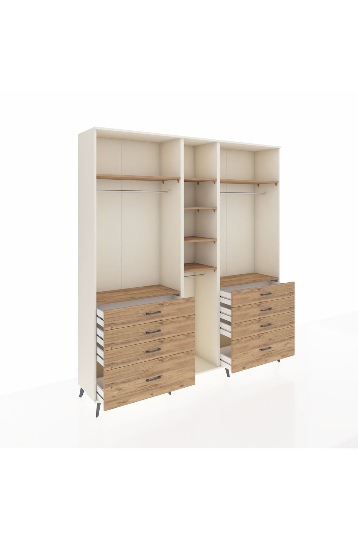 Hyperion Dolap 8 Raflı 8 Çekmeceli 3 Askılı 220x44x243 Aytaşı-Çam/Çam