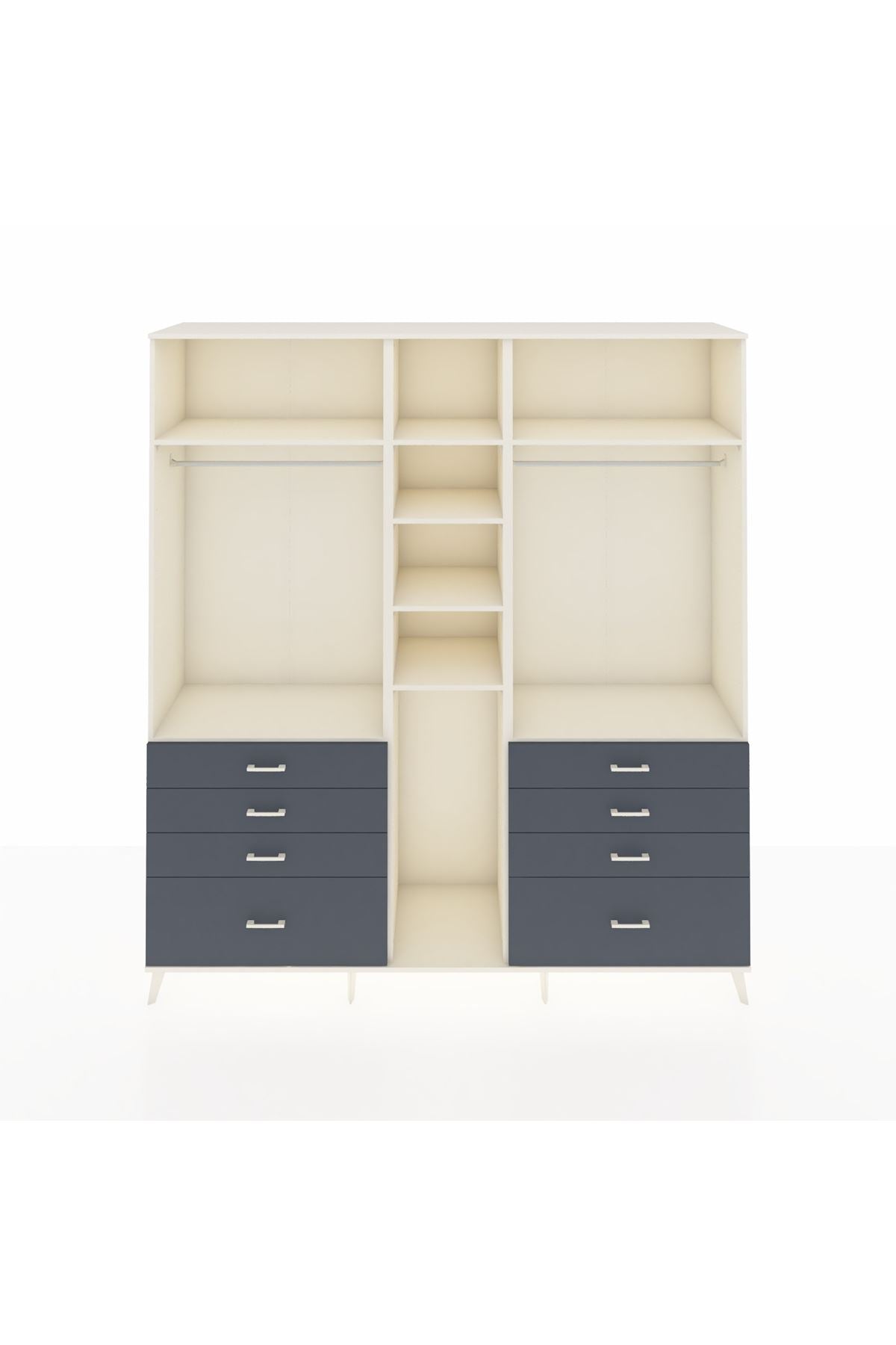 Hyperion Dolap 8 Raflı 8 Çekmeceli 3 Askılı 220x44x243 Aytaşı-Aytaşı/Antrasit