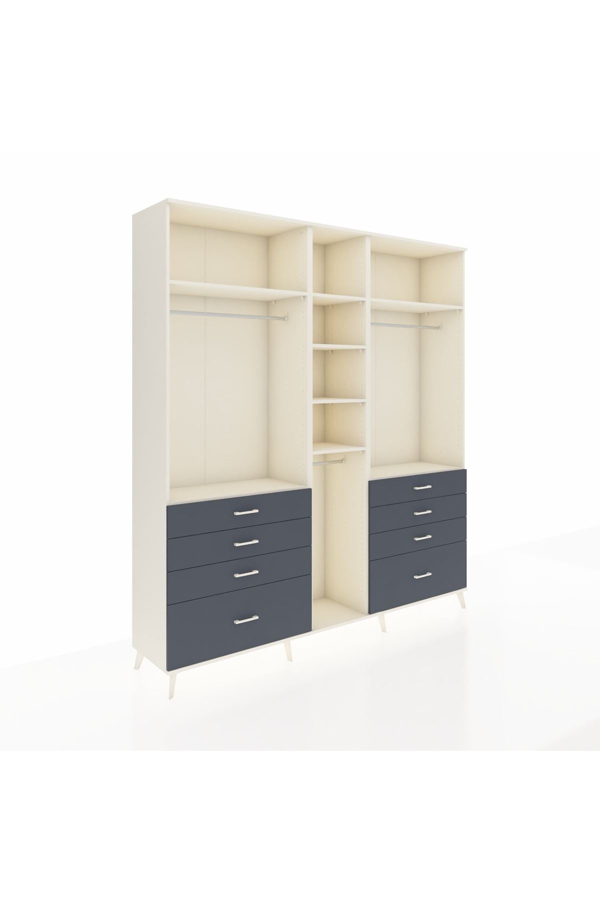 Hyperion Dolap 8 Raflı 8 Çekmeceli 3 Askılı 220x44x243 Aytaşı-Aytaşı/Antrasit