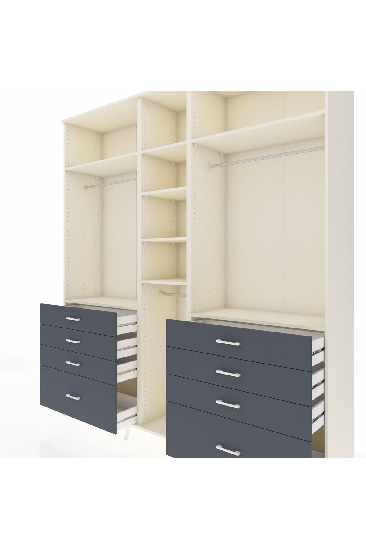 Hyperion Dolap 8 Raflı 8 Çekmeceli 3 Askılı 220x44x243 Aytaşı-Aytaşı/Antrasit