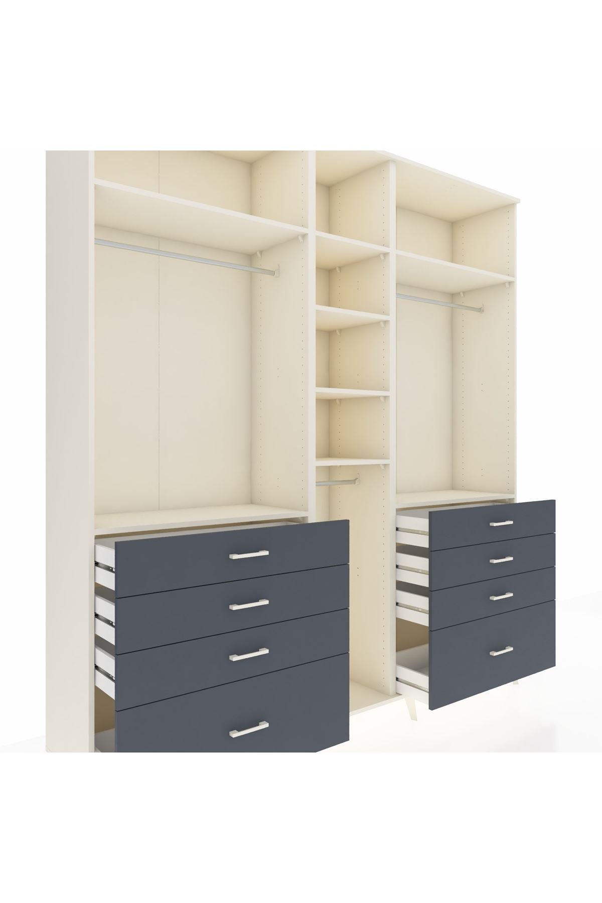 Hyperion Dolap 8 Raflı 8 Çekmeceli 3 Askılı 220x44x243 Aytaşı-Aytaşı/Antrasit