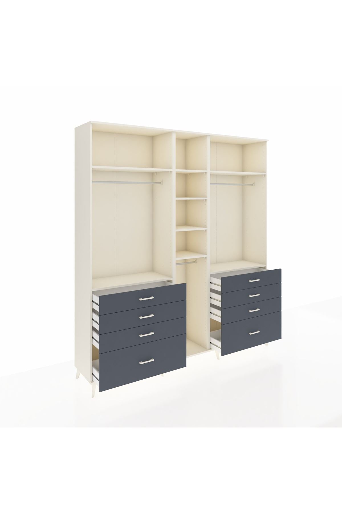 Hyperion Dolap 8 Raflı 8 Çekmeceli 3 Askılı 220x44x243 Aytaşı-Aytaşı/Antrasit