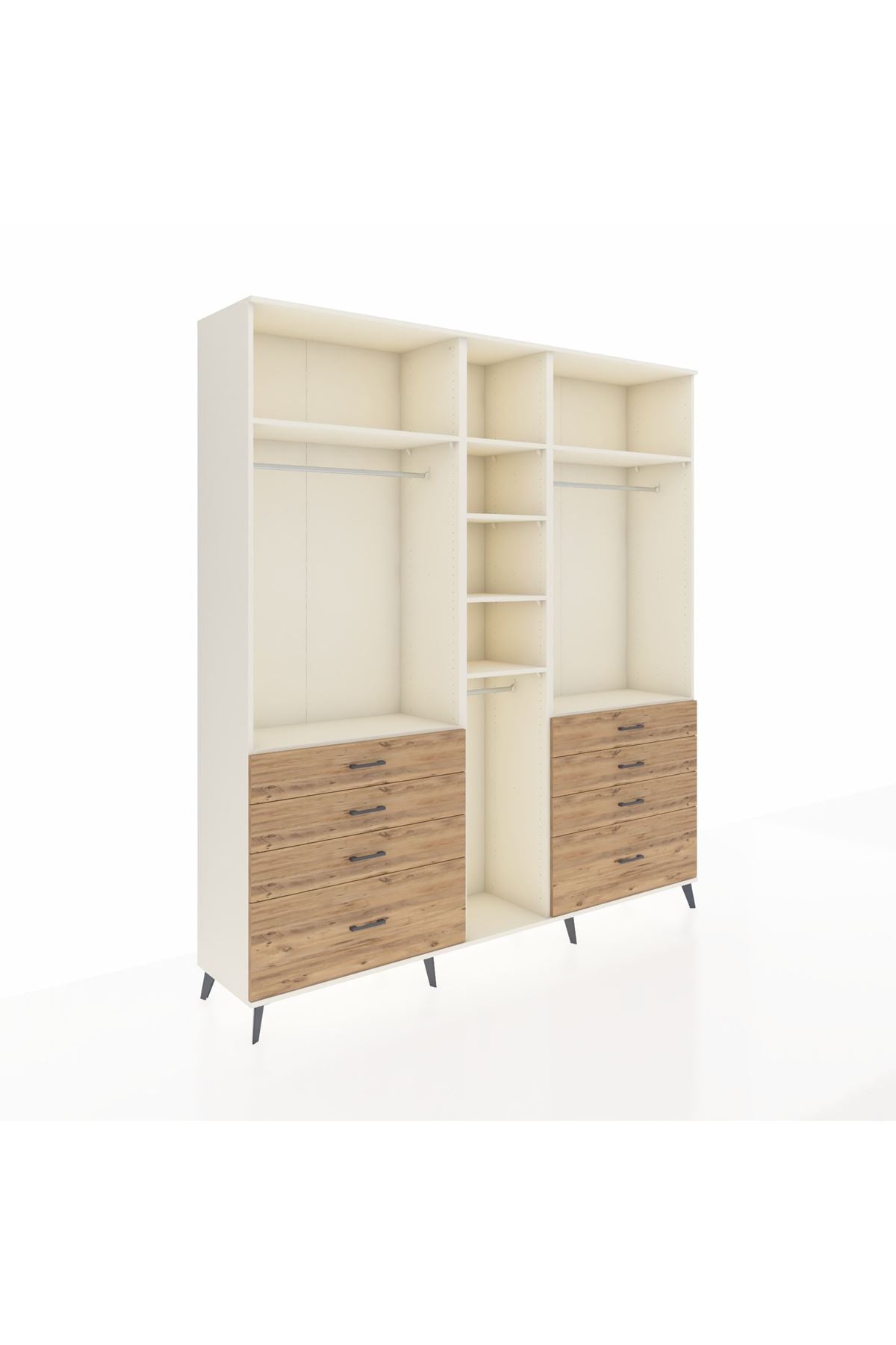 Hyperion Dolap 8 Raflı 8 Çekmeceli 3 Askılı 220x44x243 Aytaşı-Aytaşı/Çam