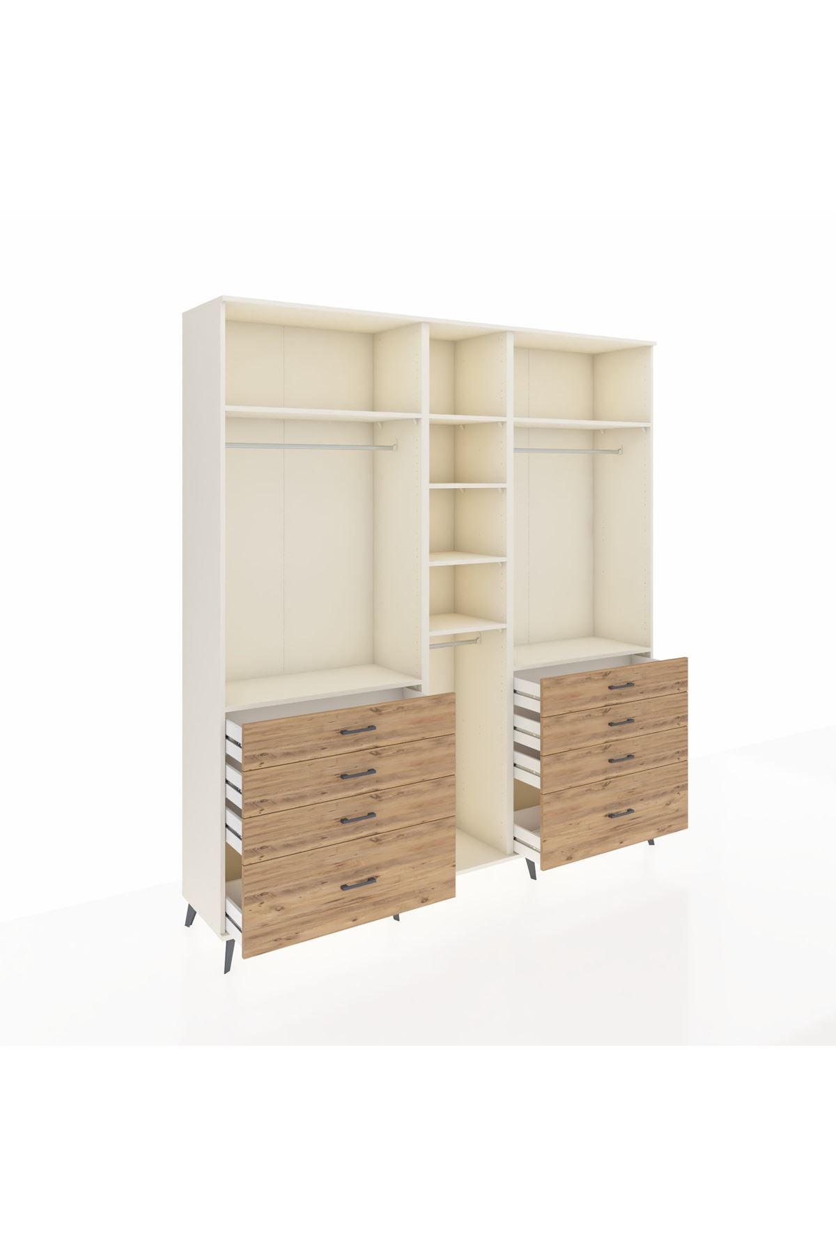 Hyperion Dolap 8 Raflı 8 Çekmeceli 3 Askılı 220x44x243 Aytaşı-Aytaşı/Çam