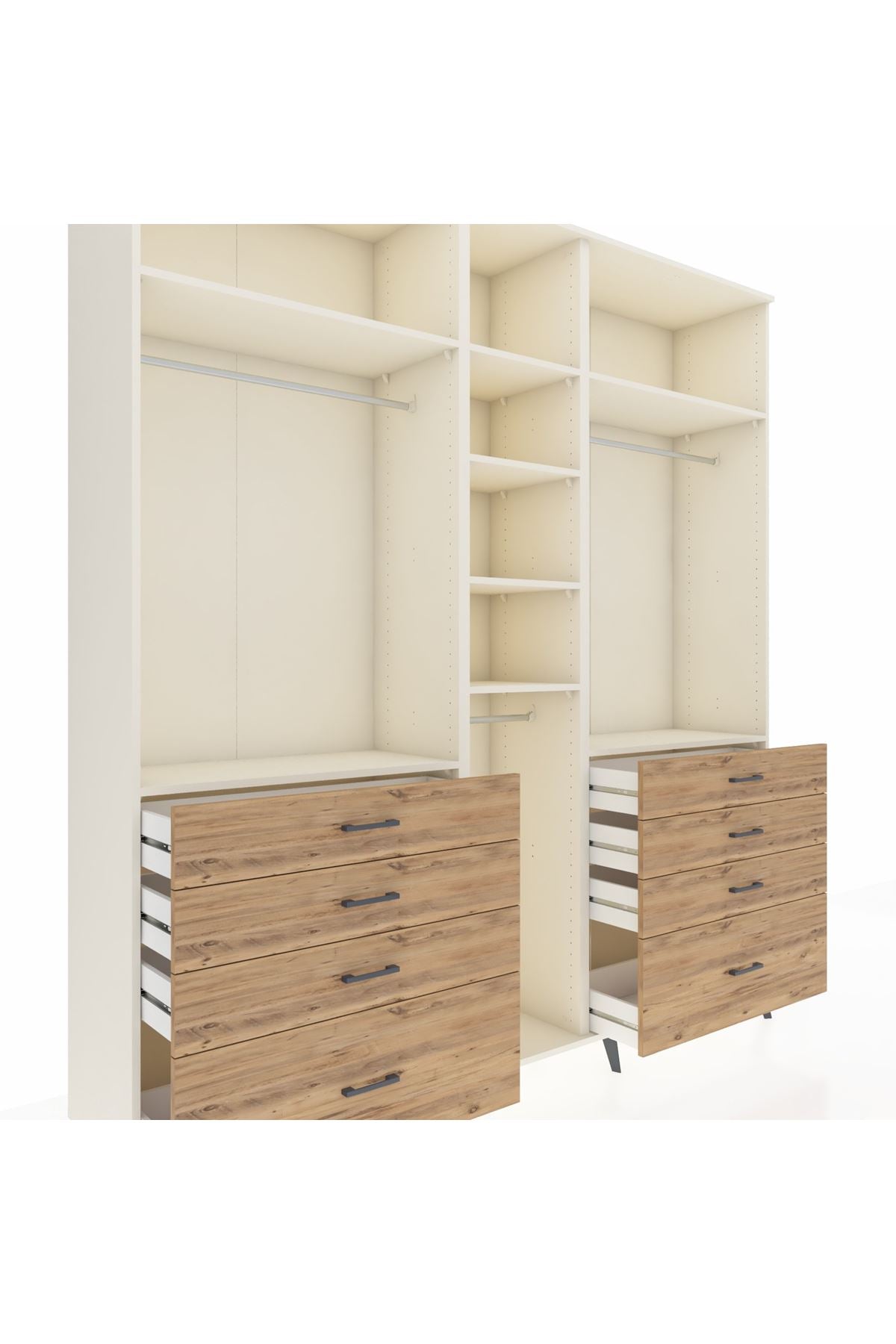 Hyperion Dolap 8 Raflı 8 Çekmeceli 3 Askılı 220x44x243 Aytaşı-Aytaşı/Çam