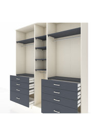 Hyperion Dolap 8 Raflı 8 Çekmeceli 3 Askılı 220x44x243 Aytaşı-Antrasit/Antrasit