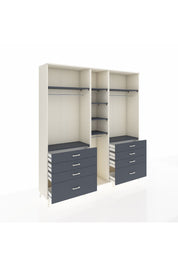 Hyperion Dolap 8 Raflı 8 Çekmeceli 3 Askılı 220x44x243 Aytaşı-Antrasit/Antrasit