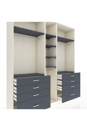 Hyperion Dolap 8 Raflı 8 Çekmeceli 3 Askılı 220x44x243 Aytaşı-Antrasit/Antrasit