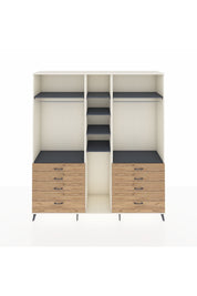 Hyperion Dolap 8 Raflı 8 Çekmeceli 3 Askılı 220x44x243 Aytaşı-Antrasit/Çam