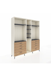 Hyperion Dolap 8 Raflı 8 Çekmeceli 3 Askılı 220x44x243 Aytaşı-Antrasit/Çam