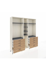 Hyperion Dolap 8 Raflı 8 Çekmeceli 3 Askılı 220x44x243 Aytaşı-Antrasit/Çam