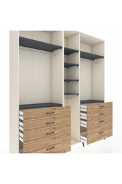 Hyperion Dolap 8 Raflı 8 Çekmeceli 3 Askılı 220x44x243 Aytaşı-Antrasit/Çam