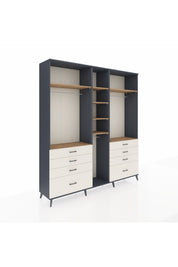 Hyperion Dolap 8 Raflı 8 Çekmeceli 3 Askılı 220x44x243 Antrasit-Çam/Aytaşı