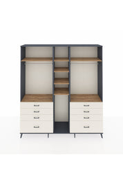 Hyperion Dolap 8 Raflı 8 Çekmeceli 3 Askılı 220x44x243 Antrasit-Çam/Aytaşı