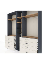 Hyperion Dolap 8 Raflı 8 Çekmeceli 3 Askılı 220x44x243 Antrasit-Çam/Aytaşı