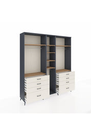 Hyperion Dolap 8 Raflı 8 Çekmeceli 3 Askılı 220x44x243 Antrasit-Çam/Aytaşı