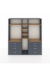 Hyperion Dolap 8 Raflı 8 Çekmeceli 3 Askılı 220x44x243 Antrasit-Çam/Antrasit