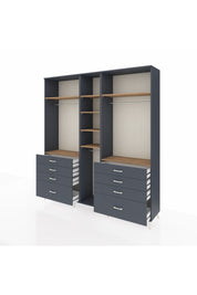 Hyperion Dolap 8 Raflı 8 Çekmeceli 3 Askılı 220x44x243 Antrasit-Çam/Antrasit