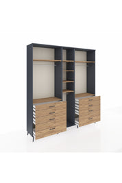 Hyperion Dolap 8 Raflı 8 Çekmeceli 3 Askılı 220x44x243 Antrasit-Çam/Çam