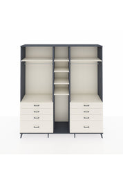 Hyperion Dolap 8 Raflı 8 Çekmeceli 3 Askılı 220x44x243 Antrasit-Aytaşı/Aytaşı