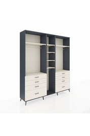 Hyperion Dolap 8 Raflı 8 Çekmeceli 3 Askılı 220x44x243 Antrasit-Aytaşı/Aytaşı