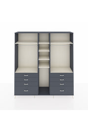 Hyperion Dolap 8 Raflı 8 Çekmeceli 3 Askılı 220x44x243 Antrasit-Aytaşı/Antrasit