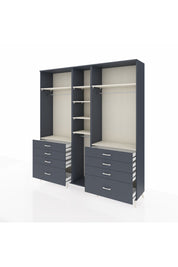Hyperion Dolap 8 Raflı 8 Çekmeceli 3 Askılı 220x44x243 Antrasit-Aytaşı/Antrasit
