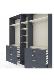 Hyperion Dolap 8 Raflı 8 Çekmeceli 3 Askılı 220x44x243 Antrasit-Aytaşı/Antrasit