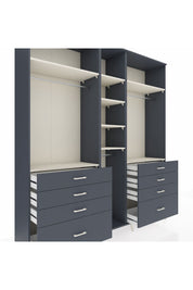 Hyperion Dolap 8 Raflı 8 Çekmeceli 3 Askılı 220x44x243 Antrasit-Aytaşı/Antrasit