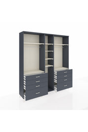 Hyperion Dolap 8 Raflı 8 Çekmeceli 3 Askılı 220x44x243 Antrasit-Aytaşı/Antrasit