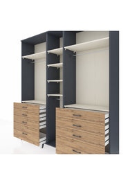 Hyperion Dolap 8 Raflı 8 Çekmeceli 3 Askılı 220x44x243 Antrasit-Aytaşı/Çam