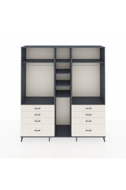 Hyperion Dolap 8 Raflı 8 Çekmeceli 3 Askılı 220x44x243 Antrasit-Antrasit/Aytaşı