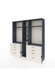 Hyperion Dolap 8 Raflı 8 Çekmeceli 3 Askılı 220x44x243 Antrasit-Antrasit/Aytaşı