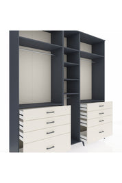 Hyperion Dolap 8 Raflı 8 Çekmeceli 3 Askılı 220x44x243 Antrasit-Antrasit/Aytaşı