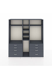 Hyperion Dolap 8 Raflı 8 Çekmeceli 3 Askılı 220x44x243 Antrasit-Antrasit/Antrasit