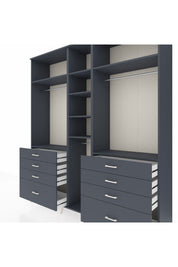 Hyperion Dolap 8 Raflı 8 Çekmeceli 3 Askılı 220x44x243 Antrasit-Antrasit/Antrasit