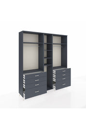 Hyperion Dolap 8 Raflı 8 Çekmeceli 3 Askılı 220x44x243 Antrasit-Antrasit/Antrasit