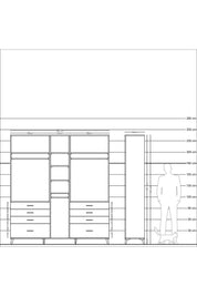 Hyperion Dolap 8 Raflı 8 Çekmeceli 3 Askılı 220x44x243 - S553M008V17B
