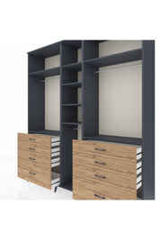 Hyperion Dolap 8 Raflı 8 Çekmeceli 3 Askılı 220x44x243 Antrasit-Antrasit/Çam