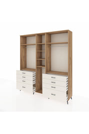 Hyperion Dolap 8 Raflı 8 Çekmeceli 3 Askılı 220x44x243 Çam-Çam/Aytaşı