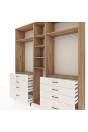 Hyperion Dolap 8 Raflı 8 Çekmeceli 3 Askılı 220x44x243 Çam-Çam/Aytaşı