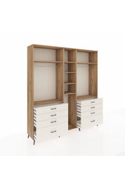 Hyperion Dolap 8 Raflı 8 Çekmeceli 3 Askılı 220x44x243 Çam-Çam/Aytaşı