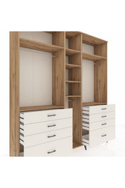 Hyperion Dolap 8 Raflı 8 Çekmeceli 3 Askılı 220x44x243 Çam-Çam/Aytaşı