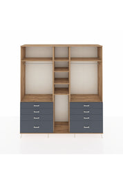 Hyperion Dolap 8 Raflı 8 Çekmeceli 3 Askılı 220x44x243 Çam-Çam/Antrasit