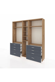 Hyperion Dolap 8 Raflı 8 Çekmeceli 3 Askılı 220x44x243 Çam-Çam/Antrasit