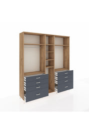 Hyperion Dolap 8 Raflı 8 Çekmeceli 3 Askılı 220x44x243 Çam-Çam/Antrasit